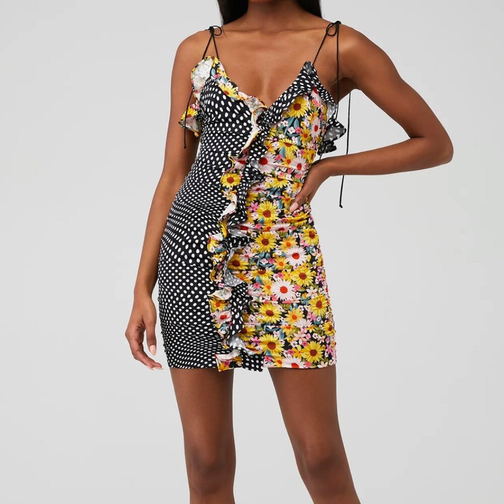 For Love & Lemons Mochi Shirred Mini Dress